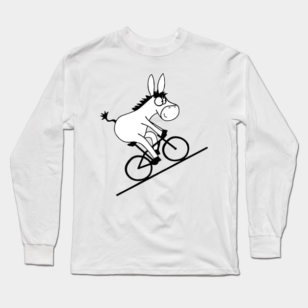 Donkey Riding Bicycle Long Sleeve T-Shirt by Rumsa